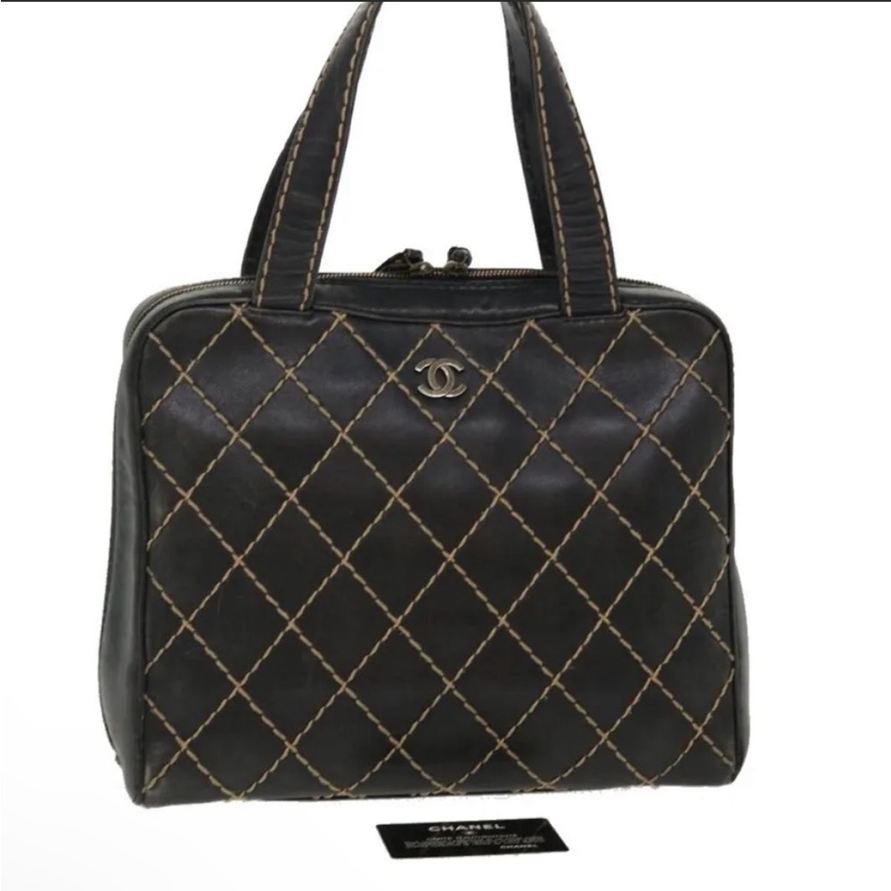 CHANEL WILD STICH QUILTED BLACK PURSE/ SHOULDER BAG - Picture 4 of 14